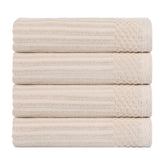 Ribbed Cotton Absorbent Bath Towel Set of 4